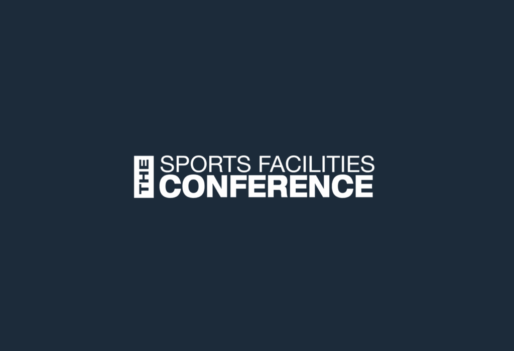 The Sports Facilities Conference logo on a blue background